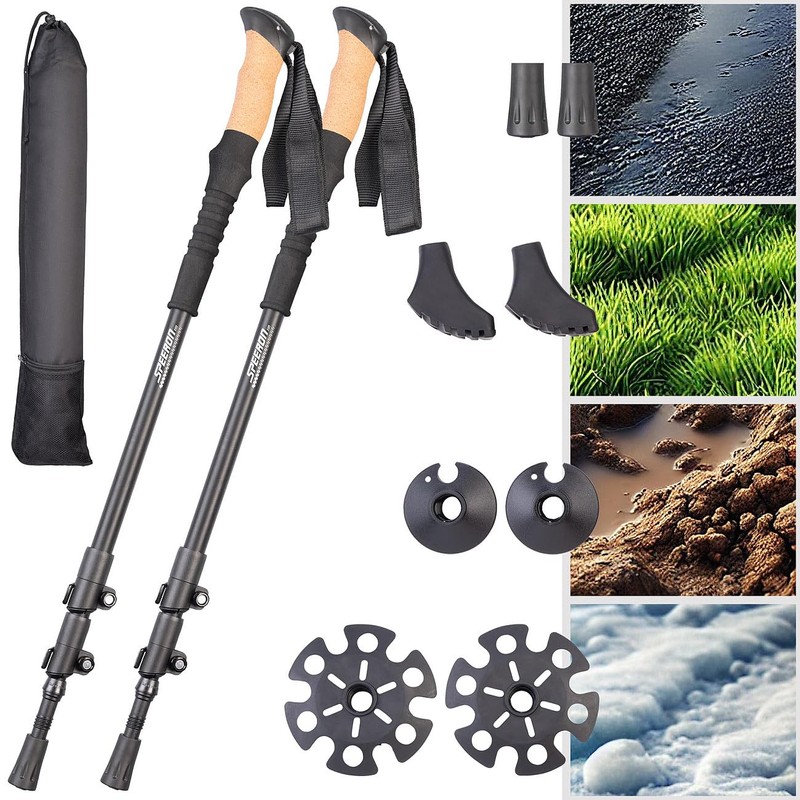 Speeron Anti-shock Hiking Poles: 1 Pair Telescopic Hiking Poles, Aluminium,