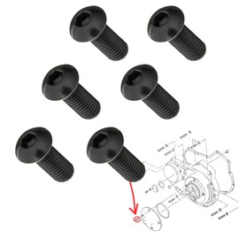 6pcs Harley Davidson Derby Primary Cover Inspection Steel Black Hex Bolt Screw Genuine Compatible Dyna Softail Sportster Touring Models FLFXXLH 943/924/941 1/4-20x5/8