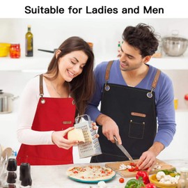 Genixart 6 Bulk Pack Chef Apron for Men Women with Pockets, Cross Back Kitchen Aprons for Cooking Baking, Cotton Canvas Work Apron for Restaurant Garden (6, Black)