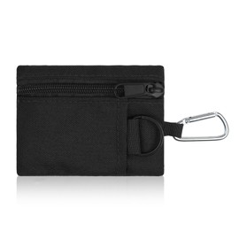 AdiStylinno Coin Purse for Men Women, Unisex Nylon Outdoor Tactical Small Coin Pouch with Zipper, Portable Mini Change Purse Money Pouch with Keyring and Carabiner (Black)