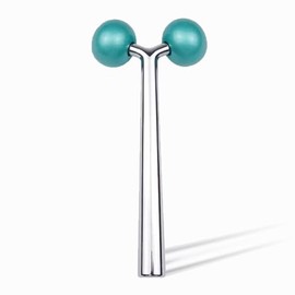 Ivy mwein Facial and Body Color Roller Massager, Y-Shaped Cooling Metal Contour to Reduce Puffiiness, Face Lift, Anti Aging, Skin Tightening, Reduce Wrinkles (Blue/Silver, 5.5 in.)