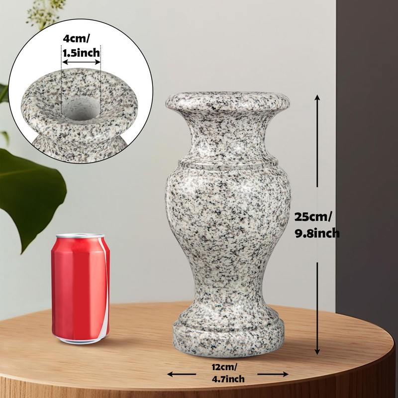 Cemetery Vase, Turned Granite Vase Polished, Memorial Stone Vases with