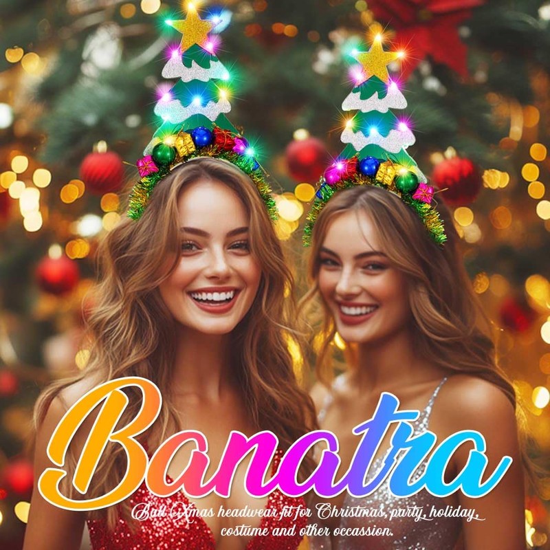 Banatra - Diadema de Navidad con luces LED, diseño de