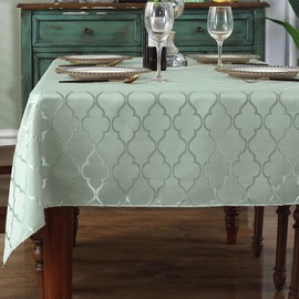 SASTYBALE Jacquard Spring Sage Green Tablecloth, Flower Patterns Table Cloth Spill Proof Wrinkle Resistant Table Cover for Kitchen Dining Tabletop Decoration (Rectangle, 60" x 120" (10-12 Seats))