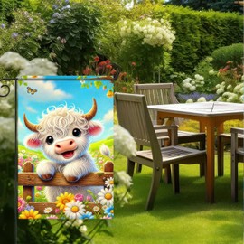 BlissYard Spring Summer Garden Flag 12x18 Double Sided Cute Cow Outdoor Decoration Yard Flag Hello Spring Flower Outdoor Flag Small Farmhouse Seasonal House Decorations Garden Flag