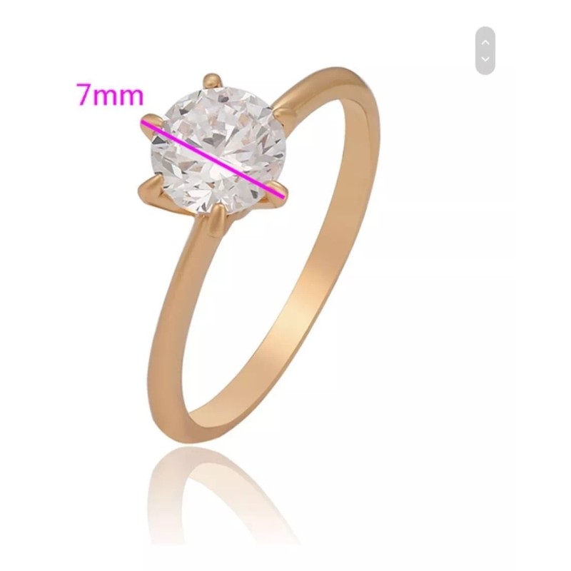 Dtup Anillo De Compromiso Solitario Chapado En Oro De 18k