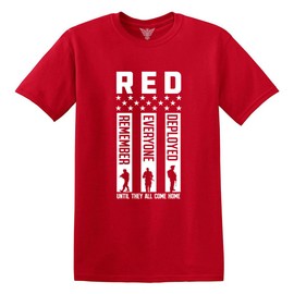 GunShowTees RED Friday Remember Everyone Deployed Shirt, 2X-Large, Red