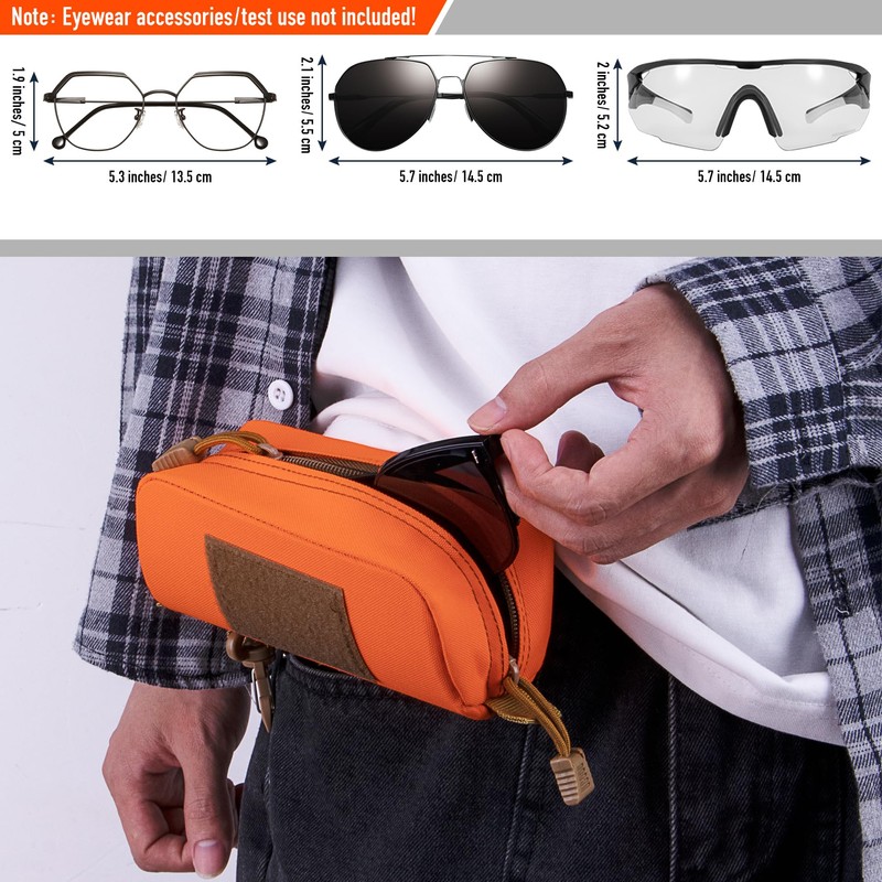 bvya Tactical Molle Sunglasses Case Anti-Shock Semi-hard Clamshell Extra Large