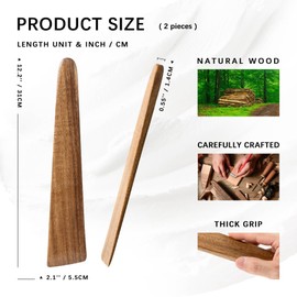 Hefild Wooden Spatula for Cooking Set of 2 – 12 Inch Acacia Flat Wooden Spatulas with Thin Edge for Flipping – Wood Spatula for Nonstick Pans – Sturdy Wood Cooking Utensils for Daily Use