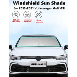 Windshield Sun Shade for 2015-2021 Volkswagen Golf GTI Foldable Car Front Window Sunshade Accessories 240 T Sun Visor Protector Reflective Cover Block UV Rays & Sun Heat