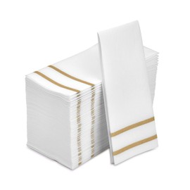 Disposable Hand Towels For Bathroom, Gold Design 50 Linen-Feel Guest Towels – Formal Dinner, Anniversary, and Wedding Napkins for Tables, Guestrooms, and Restrooms - 8.5x 4-Inches Folded, [50 pack]