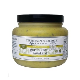 Terrapin Ridge Farms Garlic Kraut Mustard – Bold and Tangy Gourmet Mustard for Sandwiches, Brats, and More –One Quart