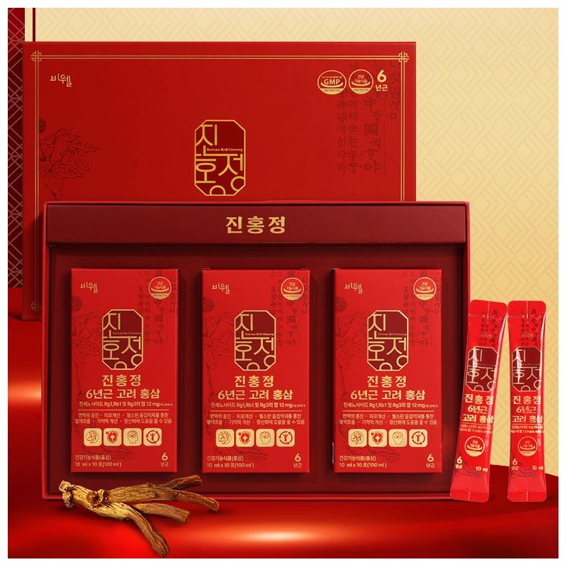 Bewell Korean red ginseng stick, 6-year-old root concentrate, 30 sachets,