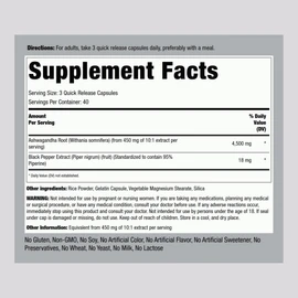 Piping Rock Ashwagandha Supplement | 4500mg | 120 Capsules | for Women and Men | Herb Root Extract | with Black Pepper | Non-GMO, Gluten Free