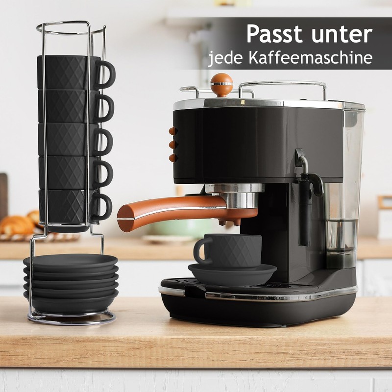 MIAMIO 6 x 75ml Espresso Cups/Espresso Cups Set with Stand