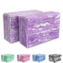 Base yoga Yoga Block - 1 or 2 pc set - Unique Strong/Firm/Lightweight EVA foam support block/brick (Purple x 2 pack)
