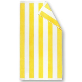 Beachland Luxury Large Beach Towel 34 x 64 inch - Extra Soft Cabana Stripe Hotel and Resort Style - Terry Velour Yarn Dyed 100% Cotton (Yellow, 1 Towel)