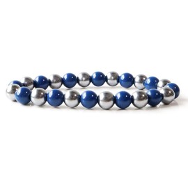 GOLD STONE Terahertz Ore, Northern Stone Blue Bracelet, 0.3 inches (8 mm), Far Infrared Power Stone, Inner Perimeter, Approx. 8.3 inches (21 cm), Ceramic Stone