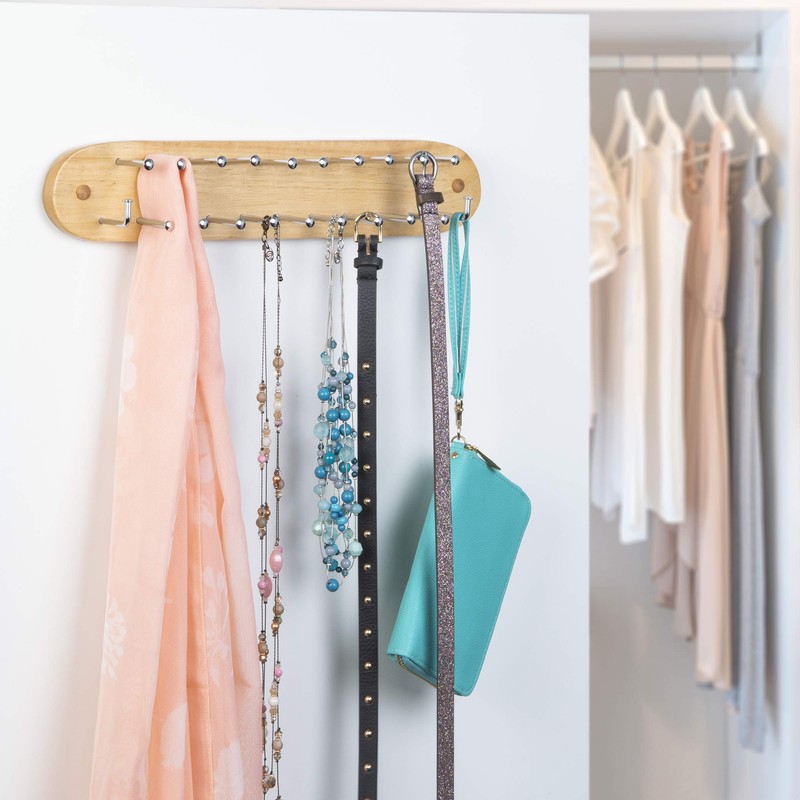 Richards Homewares Tie Rack Wall Mounted - Wood Belt Scarf