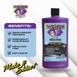 Wizards Select Pro Extra Fine Compound Step 3 Perfect Match - Fine Swirl Remover for Auto Detailing Supplies - Gloss Car Polish - Great for Black Car Paint