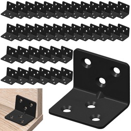 40 Pieces Stainless Steel Angle Connectors, 90° Metal Angle Heavy Duty Angle 38 x 30 x 30 mm, Black Angle L Brackets Corner Angle Connector Ideal for Fixing and Repairing Furniture