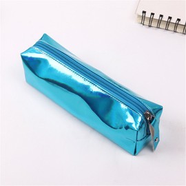 DUBENS Make Up Bag Brush Bag School Pencil Case Hologram Pencil Case with Zip, Candy Laser Transparent Cosmetic Bag Toiletry Bag (Blue)