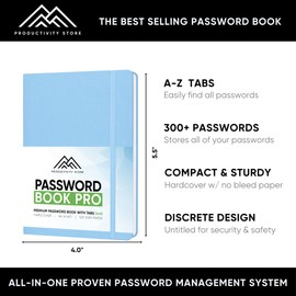 Best Password Book with Alphabetical Tabs | Small Password Book, Organizer & Notebook | Password Keeper to Keep Website Logins & Passwords Safe | Black | Small 4x5.5 | Productivity Store