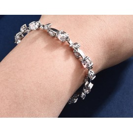 CERSLIMO Wedding Bracelet Silver with 5A Cubic Zirconia 18 cm White Gold-Plated for Bride with Gift Box Gifts Women Ladies Engagement Party, Gemstone