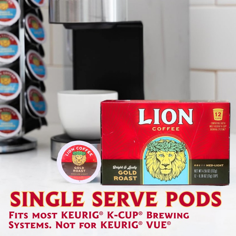 Lion Coffee Gold Roast Coffee Pods - Single-Serve Pods -