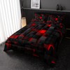 Nttopship Neon Red Black Comforter Set Full Geometric Kids Bedding
