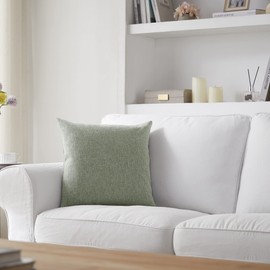 Meekio Set of 2 Dark Sage Pillow Covers 22 x 22 Inch Farmhouse Boho Decorative Throw Pillow Covers Linen Cushion Covers for Sofa Couch Décor