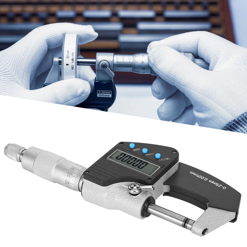Micrometer Large Screen Digital Metric Imperial 0.001mm Accuracy 0‑25mm Outer