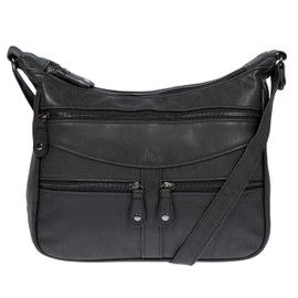 Christian Wippermann Women's Shoulder Bag Crossover Bag Leather Look Handbag, black