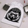 Azeeda 25cm 'Hedgehog Wearing Glasses' Satin Drawstring Bag/Pouch (SB00098744)