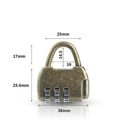Brass Padlock Set, Combination Lock, Vintage Hanging Lock, Panda Padlocks, 4 Pieces, for Cupboard, Jewellery Box, Diary, Drawer Decoration and Gift