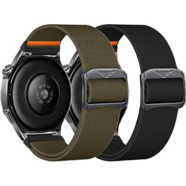 Chofit Sport Nylon Watch Bands Intended for Garmin Vivoactive 6/Vivoactive 5,Forerunner 55/165/165 Music,Venu Sq 2 Band for Women Men 20MM Elastic Loop Stretchy Replacement Strap (Black&ArmyGreen)