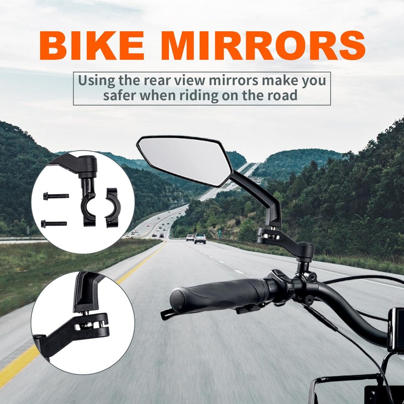 Addmotor Bike Mirrors, 1 Pair Bicycle Mirror Handlebar Mount, 360°