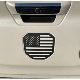 American Flag Rear Tailgate Emblem Badge Compatible with 2019-2025 Dodge Ram 1500 2500 3500 (Black White)