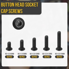 DTGN 50Pcs M6-1x20/25/30/35/40mm Button Head Socket Cap Screws - Carbon Steel Bolt Nut Set Washer Assortment Kit - Good for Road Bicycle, Mountain Bike, Auto