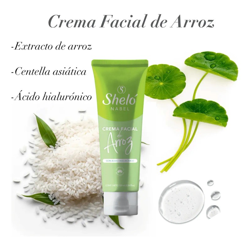 Crema Facial Arroz Ácido Hialurónico Sheló Nabel Sensible