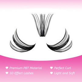 Fadlash Cluster Eyelash Extensions, Individual Eyelashes, 50D 0.07 D Curl, 15-20 mm, 200 Pieces, DIY Eyelash Extensions at Home