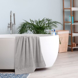 PiccoCasa Bath Towels Set of 2, 100% Combed Cotton 600 GSM Luxury Towels-27" x 54", Soft Highly Absorbent for Bathroom Wash Shower Towels Bone 2 Pcs