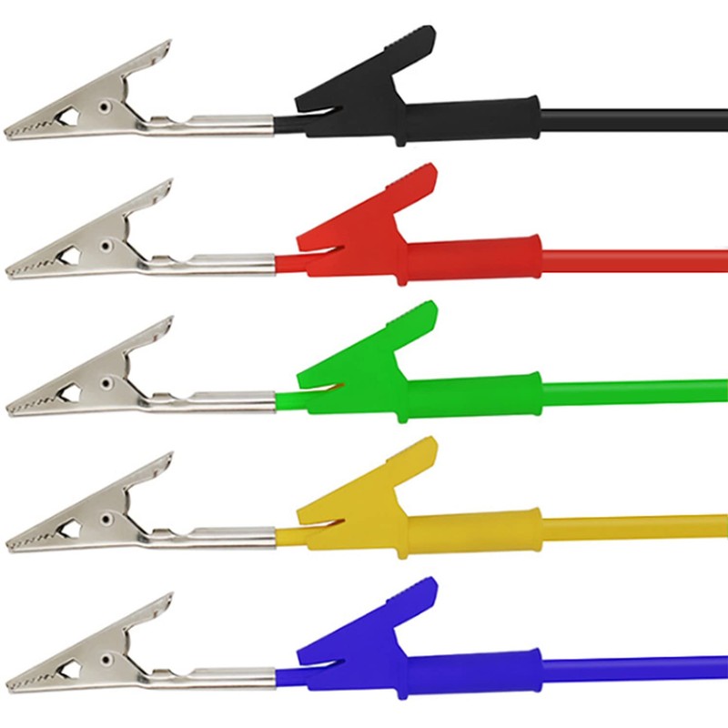 Greluma Pack of 5 Crocodile Clip Test Leads, Double-Sided Crocodile