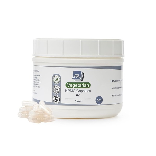 Empty Capsules Size 2 - Clear Vegan HPMC - 500