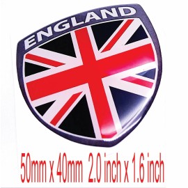 DIGIART INTERNATIONAL UK BRITISH ENGLAND FLAG 3D EPOXY ALUMINUM CAR EMBLEM SET (2) DURABLE WATERPROOF