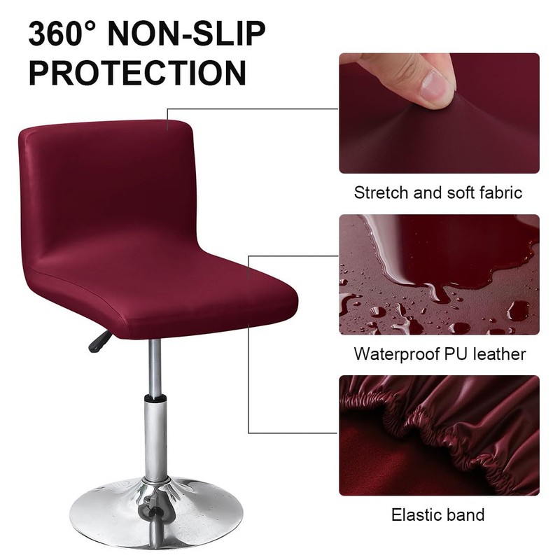 Bifaunvogel Waterproof Bar Stools Cover with Back Stretch PU Barstools