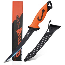 Golden Bird Fish Fillet Knife - 7" Fishing Knife 5Cr15Mov Steel Boning Knives with Sharp Edge, Non-Slip Handles Fish Knives with Sheath for Outdoors, Camping, Hiking, Christmas Gifts for Men Women