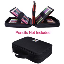 BOMKEE Pencil Case for Adults 220 Slots Pencase Colored Pencils Gel Pen Organizer Bag with Zipper for Artist Handy Glitter Gel Pens, Refills, Waterproof Coloring Holder Pencils Case(Black)