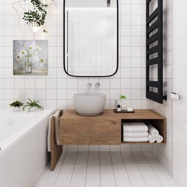 Wuhu Qifei Bathroom Wall Decor Flower Canvas Wall Art Modern Gallery Wall Decor Print White daisy Flower in Bottle Theme Picture Artwork for Walls Ready to Hang for Kitchen Bedroom Decor Size 14x14