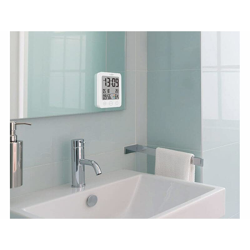 infactory Digital Bathroom Clock: Digital Bathroom Clock, Thermo/Hygrometer, LCD, Suction